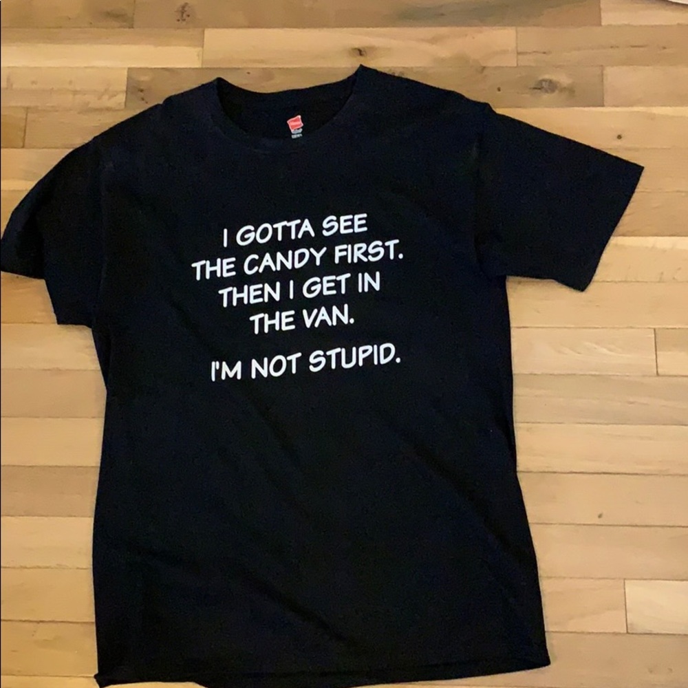 black graphic tee